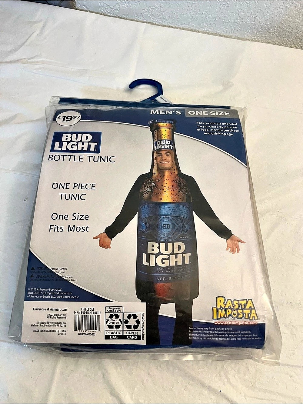 Bud Light Bottle Tunic in Blue NWT OSFM unisex costume